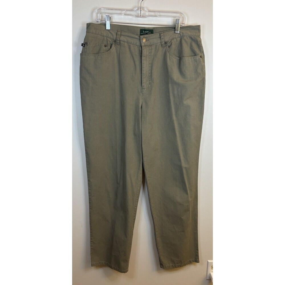 LAUREN RALPH LAUREN LRL Ripstop Pants Women 16 Cotton Olive Green Outdoor Hiking